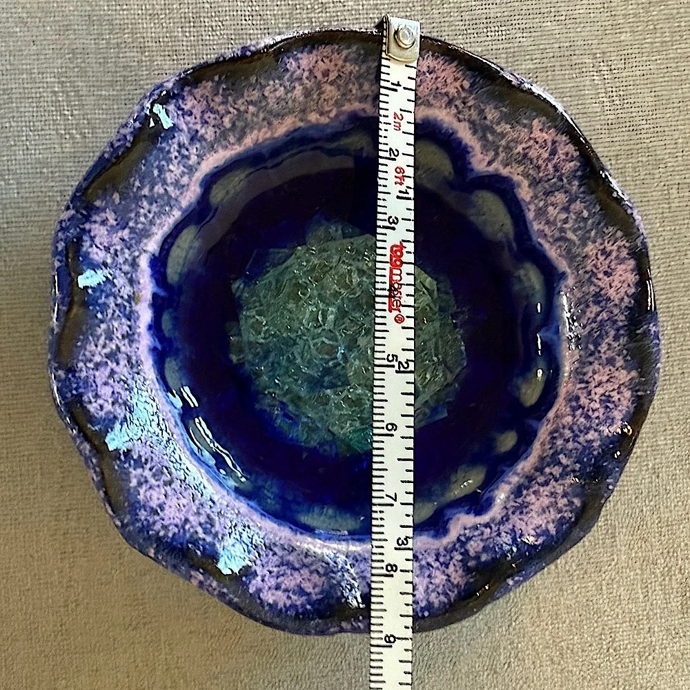Trinket Dish - Fused Glass Art Pottery Purple/Blue Dish - USA, Down To Earth - Picture 9 of 16
